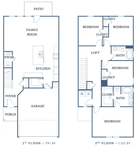 Floor plan for 4 beds, 2.5 baths, 1912 sqft